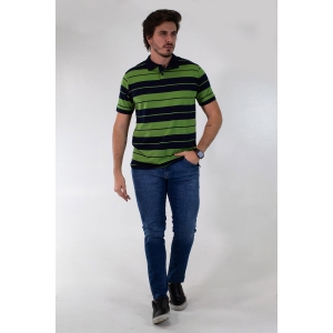 Camisa Polo Masculina Listrada Verde Elastano Anticorpus