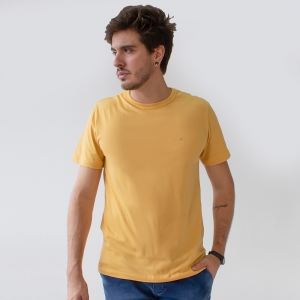 Camiseta Masculina Amarelo Básica Manga Curta Algodão Anticorpus