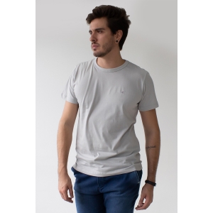 Camiseta Masculina Cinza Claro Básica Manga Curta Algodão Anticorpus