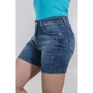 Short Feminino Alto Jeans Puídos Stretch Anticorpus