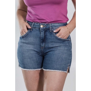 Short Jeans Cintura Alta Feminino Barra Desfiada Anticorpus