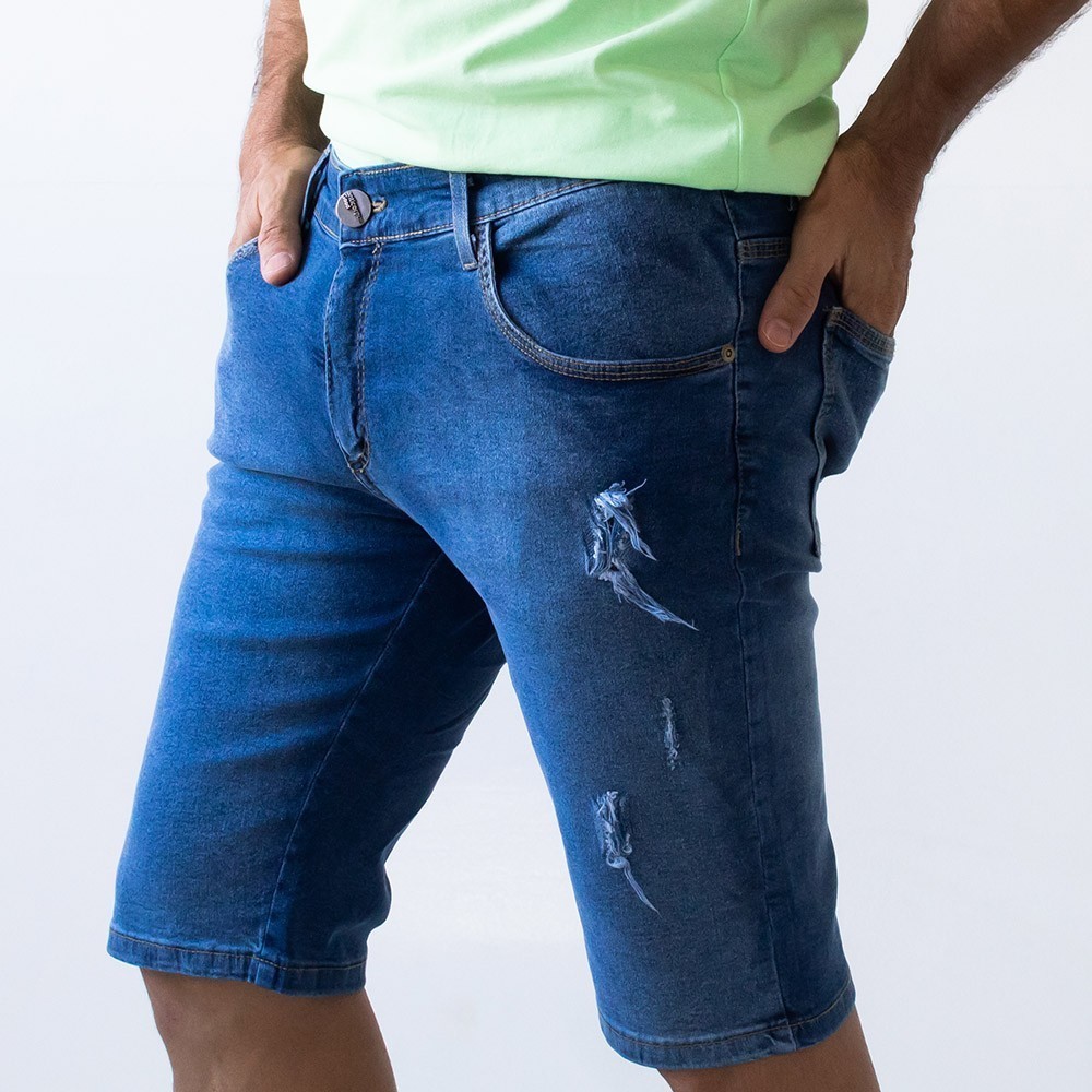 Bermuda Skinny Jeans Destroyed Masculina Anticorpus