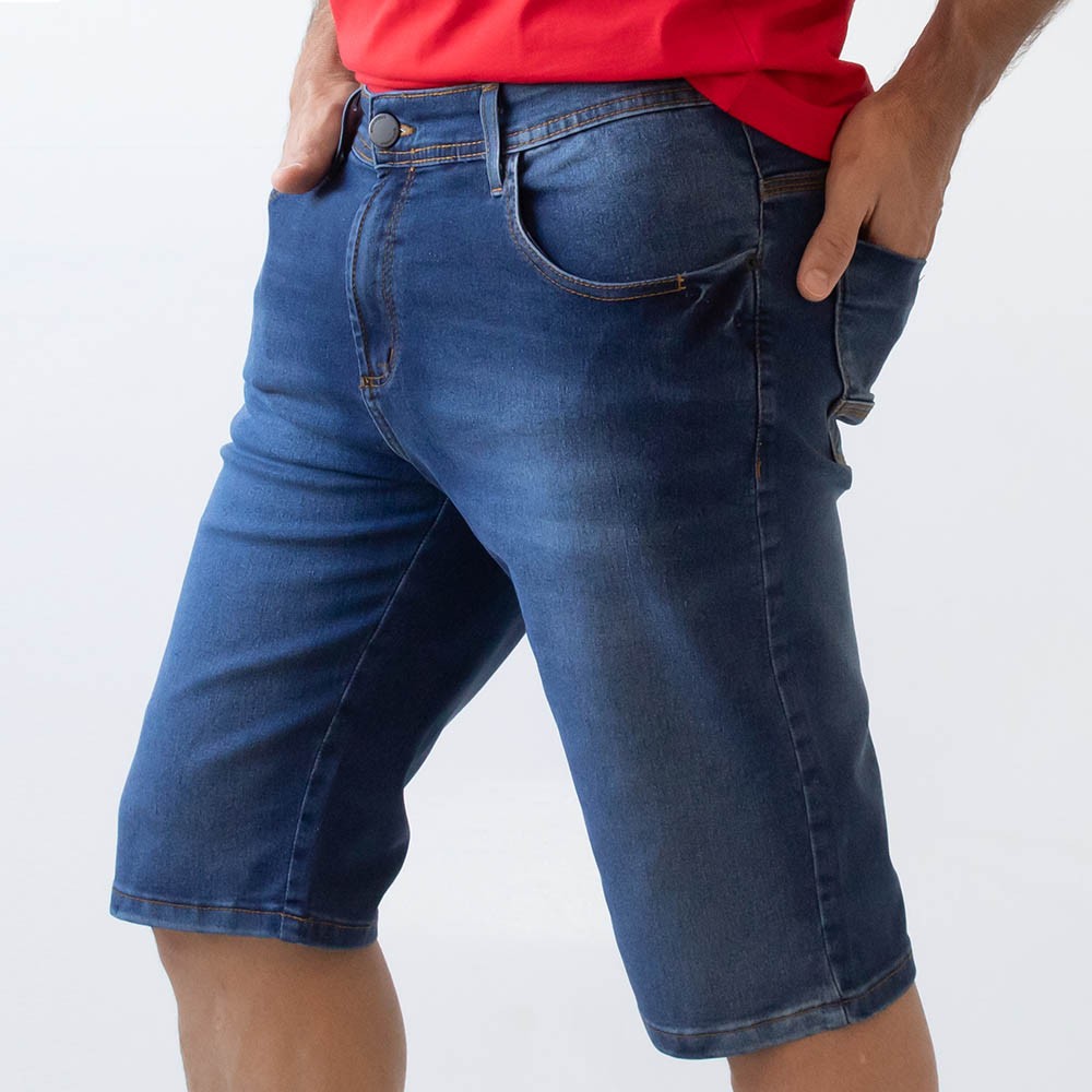 Bermuda Slim Masculina Jeans Azul Escuro Anticorpus