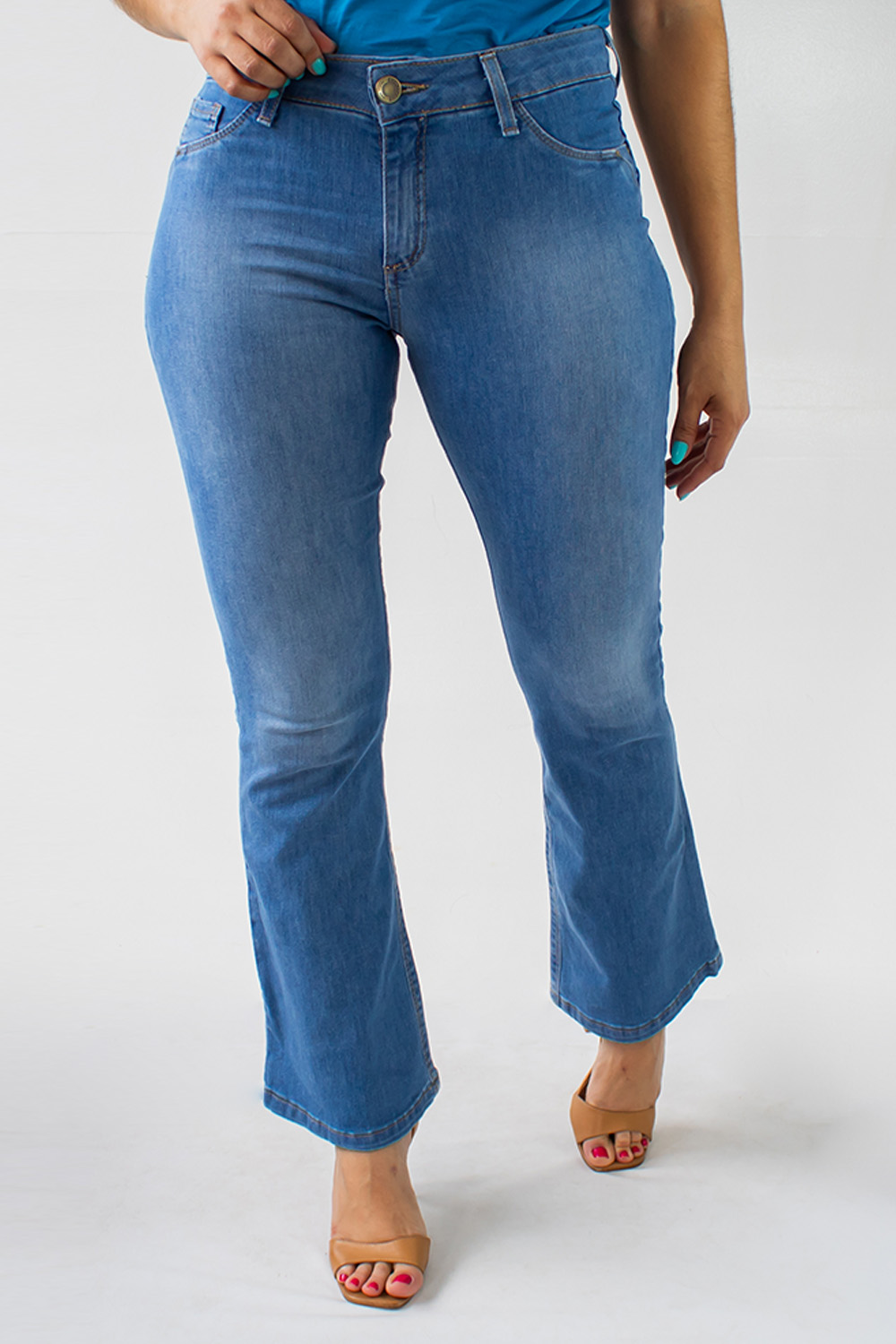 Calça Flare Petit Feminina Jeans Básico Elastano Anticorpus