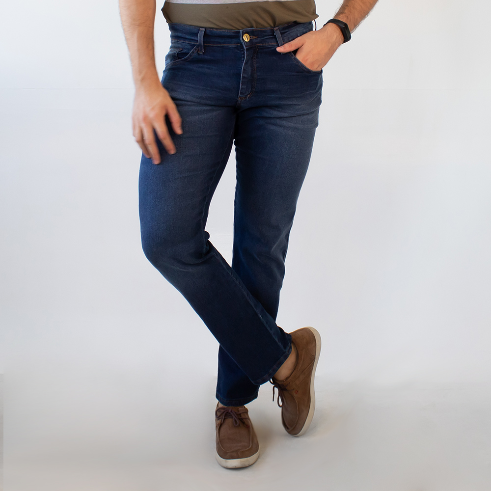 Calça Jeans Slim Masculina Azul Escuro Elastano Anticorpus