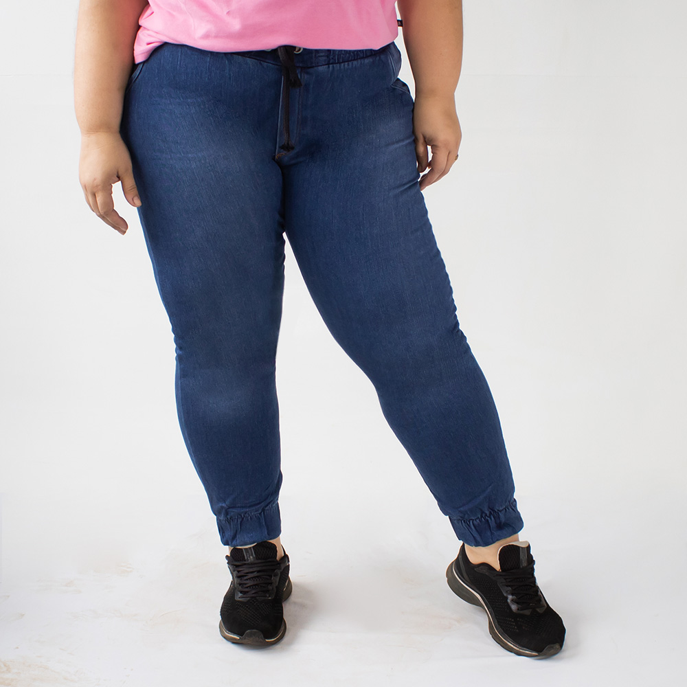 Calça Jogger Jeans Plus Size Alta Stretch Amarril Anticorpus