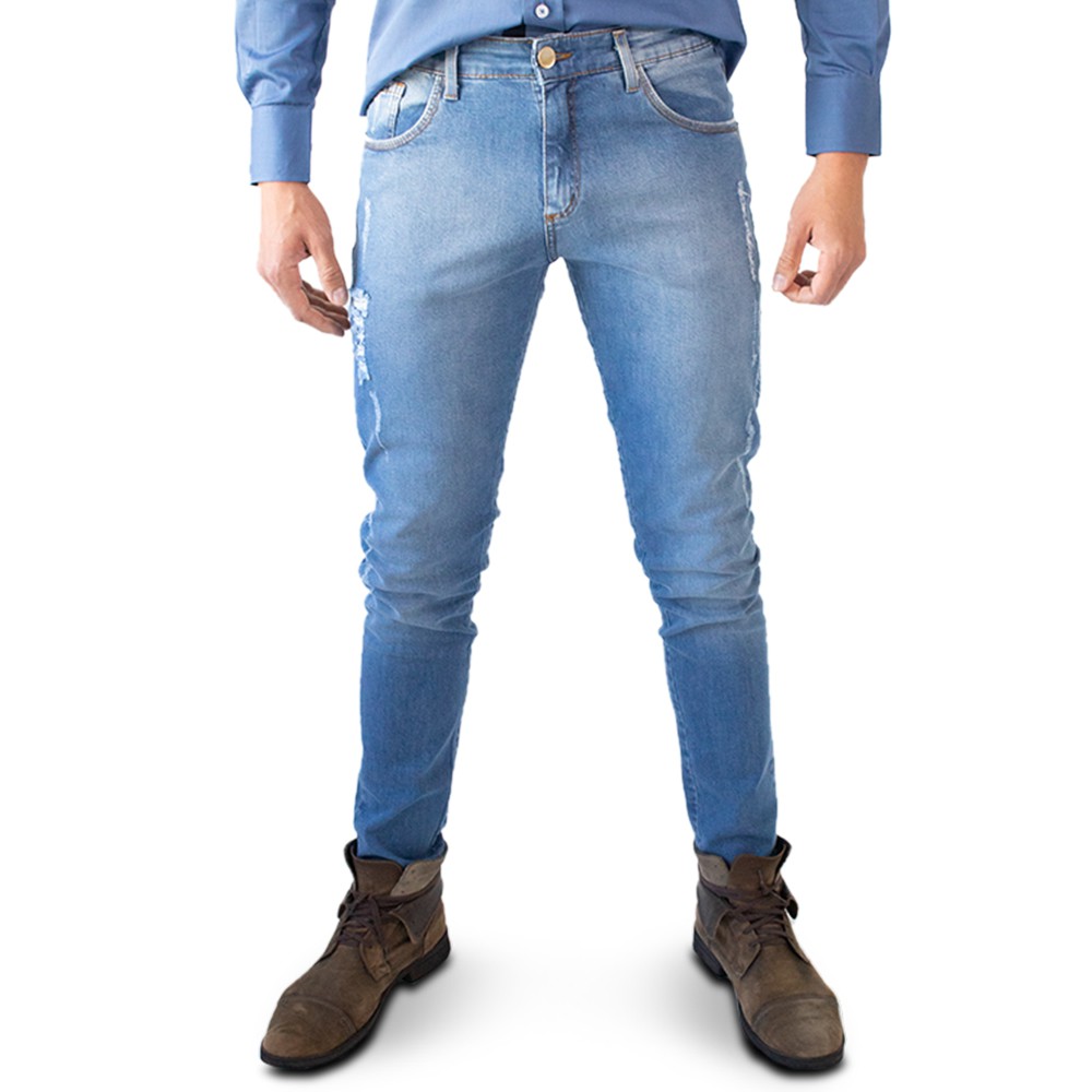 Calça Masculina Jeans Super Skinny Puídos Anticorpus