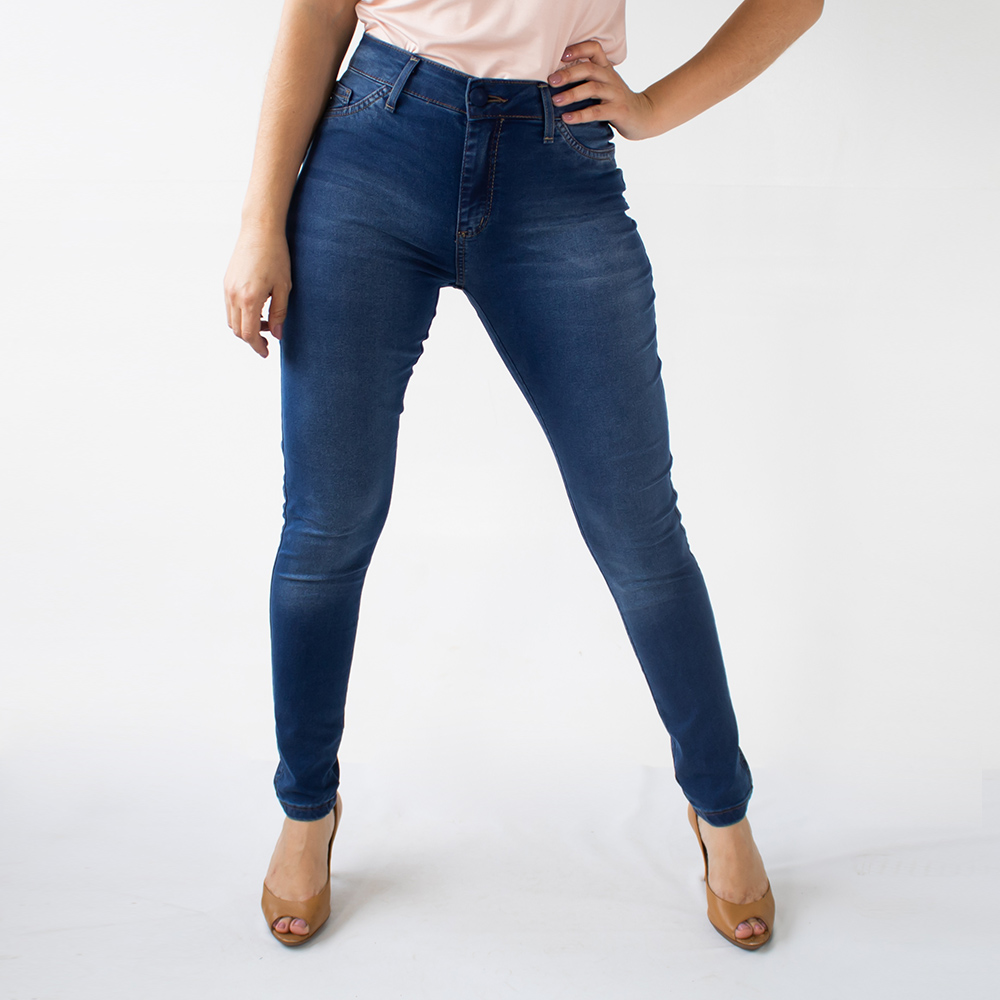Calça Skinny Jeans Escuro Stretch Feminina Alta Anticorpus