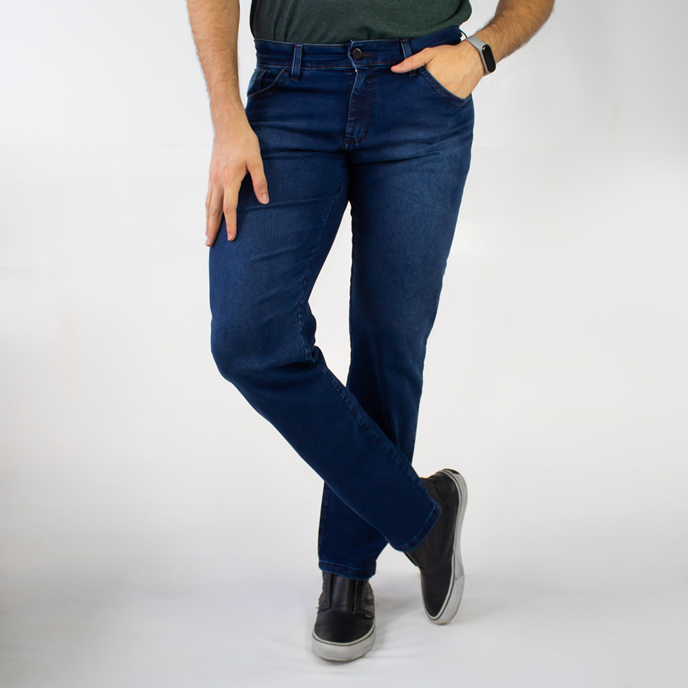 Calça Slim Jeans Escuro Stretch Tradicional Masculina Anticorpus