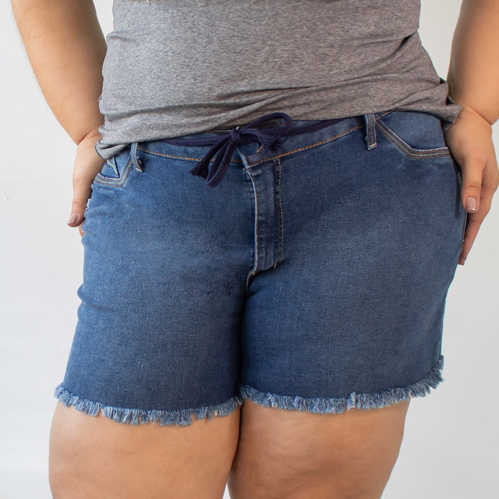 Short Plus Size Jeans Feminino Barra Desfiada Anticorpus