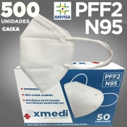 Máscara respirador PFF2 / N95 similar kn95  - 10 caixas de 50 unidades com feltro de coton e meltblown BFE 98% hospitalar impermeável hipoalergênico
