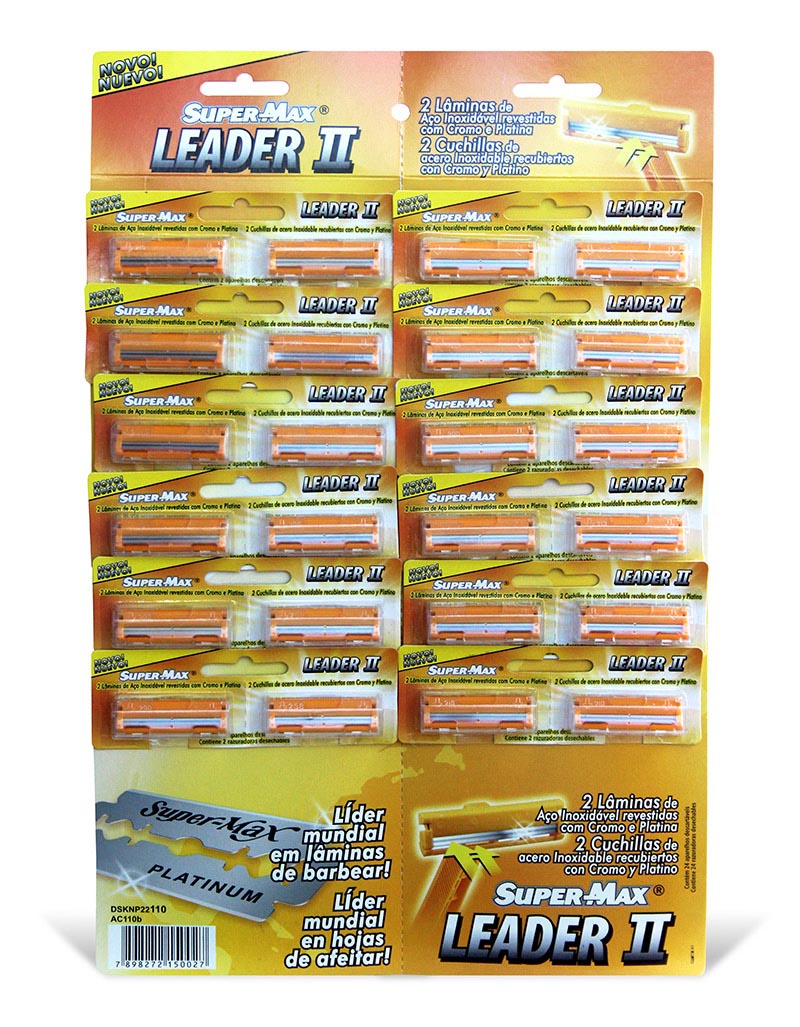 Barbeador Leader Linha Super-Max cartela com 12 pares