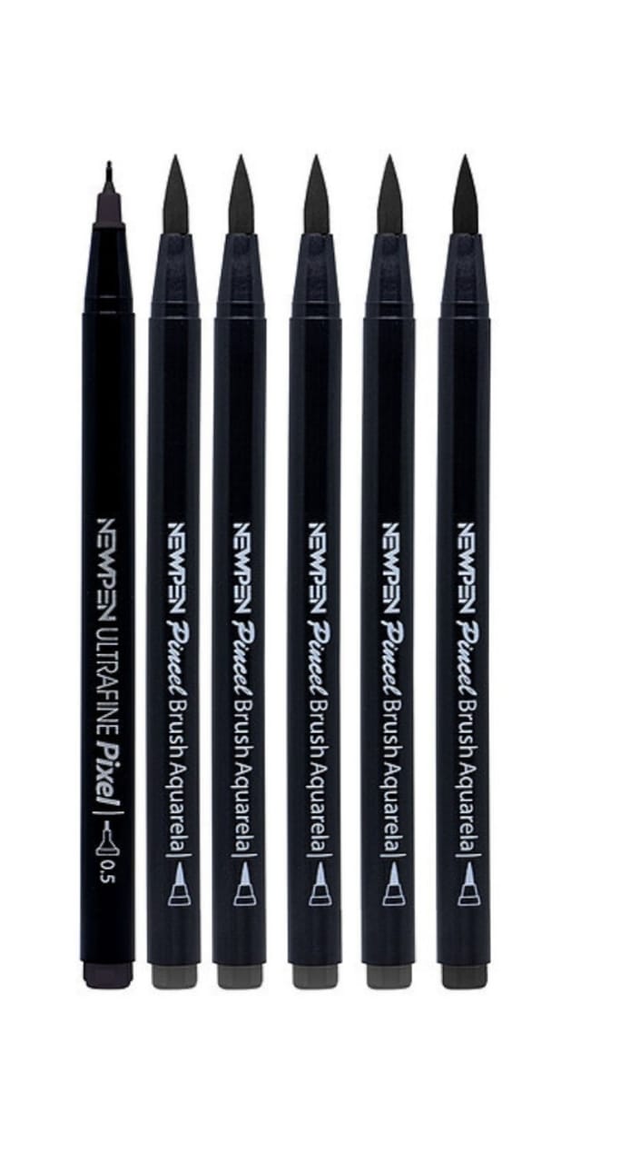 Brush Pen Tons de Cinza