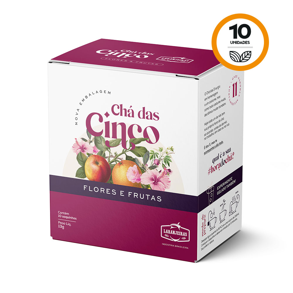 Kit Chá das 5 - Flores e Frutas - Mate Laranjeiras 13g - 10 unidades