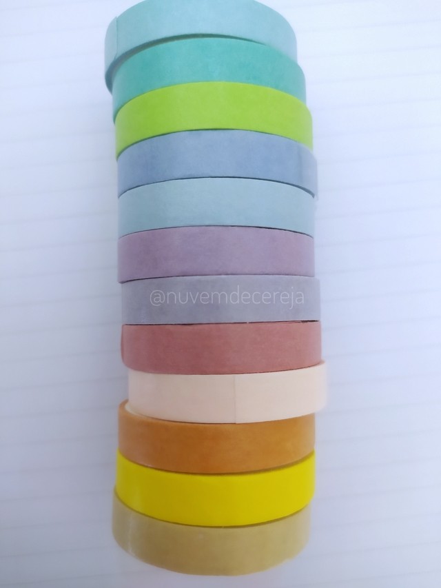Kit 12 Washi Tape coloridas - Nuvem de Cereja