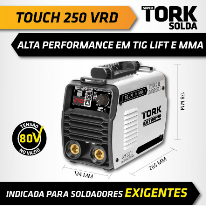 INVERSOR TOUCH EXTREME 250 AMPERES TIG/ELETRODO 220V  ITE-11250-220V - SUPER TORK