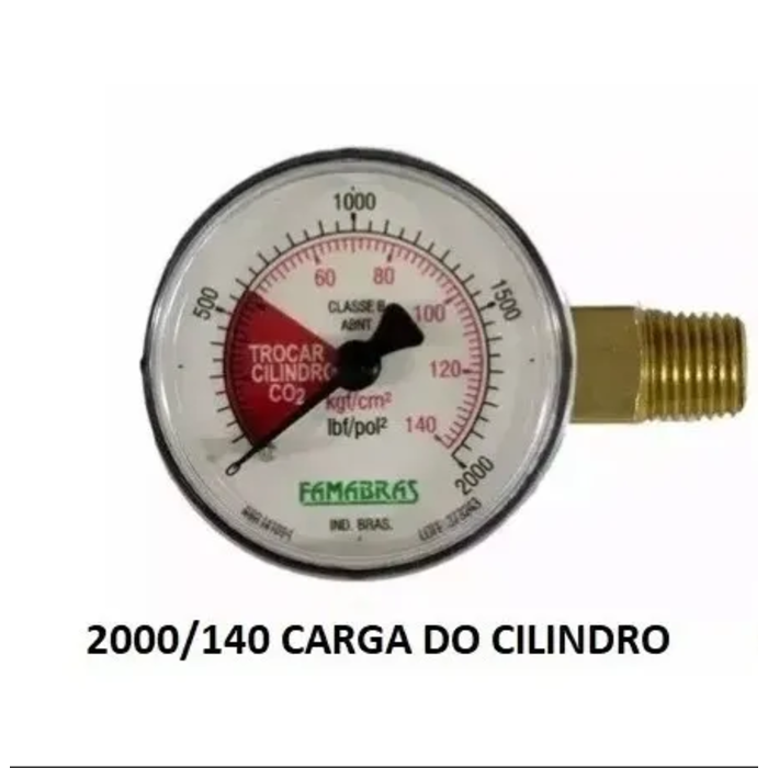 MANOMETRO DIOX CARBONO 0~140 KGF/CM2 R1/4 NPT - FAMABRAS