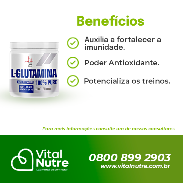 L-Glutamina 100% Pura 250g Health Labs