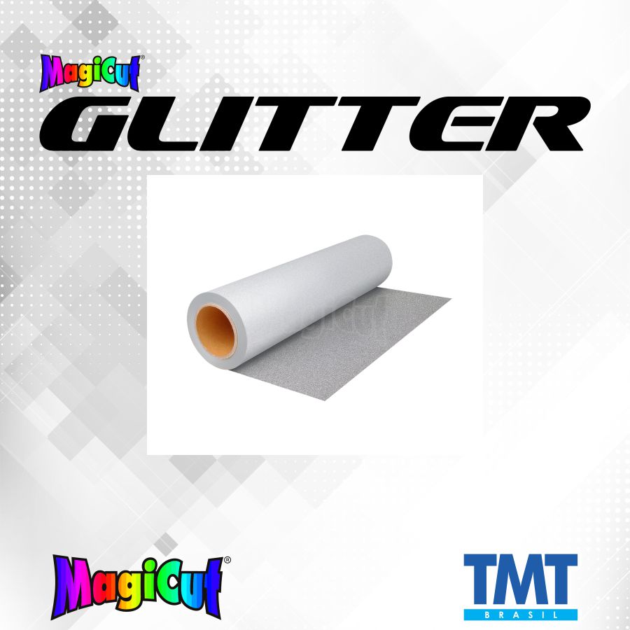 MagiCut Glitter Prata - Rolo com 50cm x 25mts;
