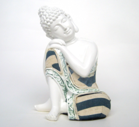 Estátua em Resina - Buda Sentado com a Mão ao Joelho 