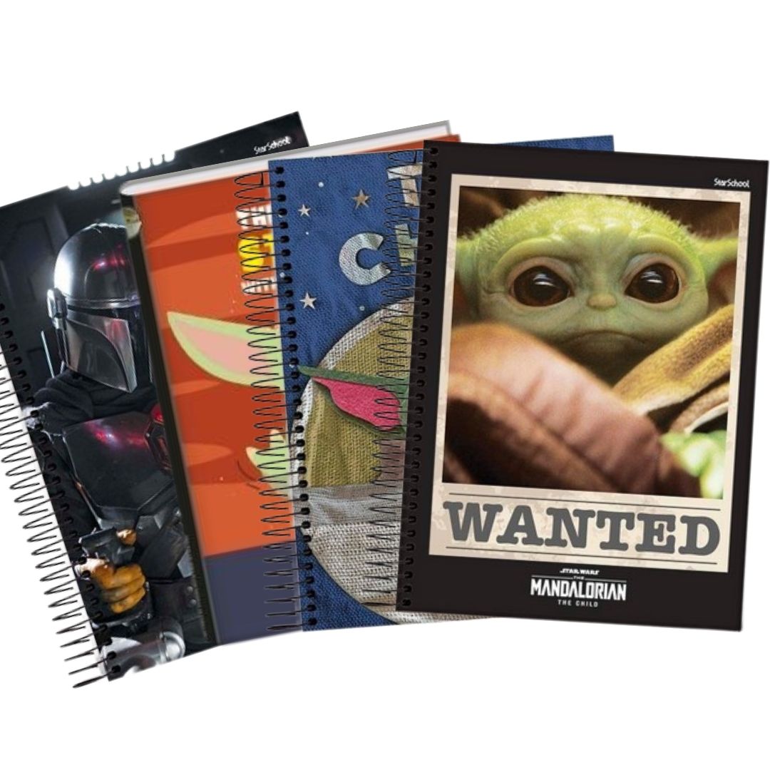 Caderno Espiral Universitário 160 Folhas Baby Yoda | Star School