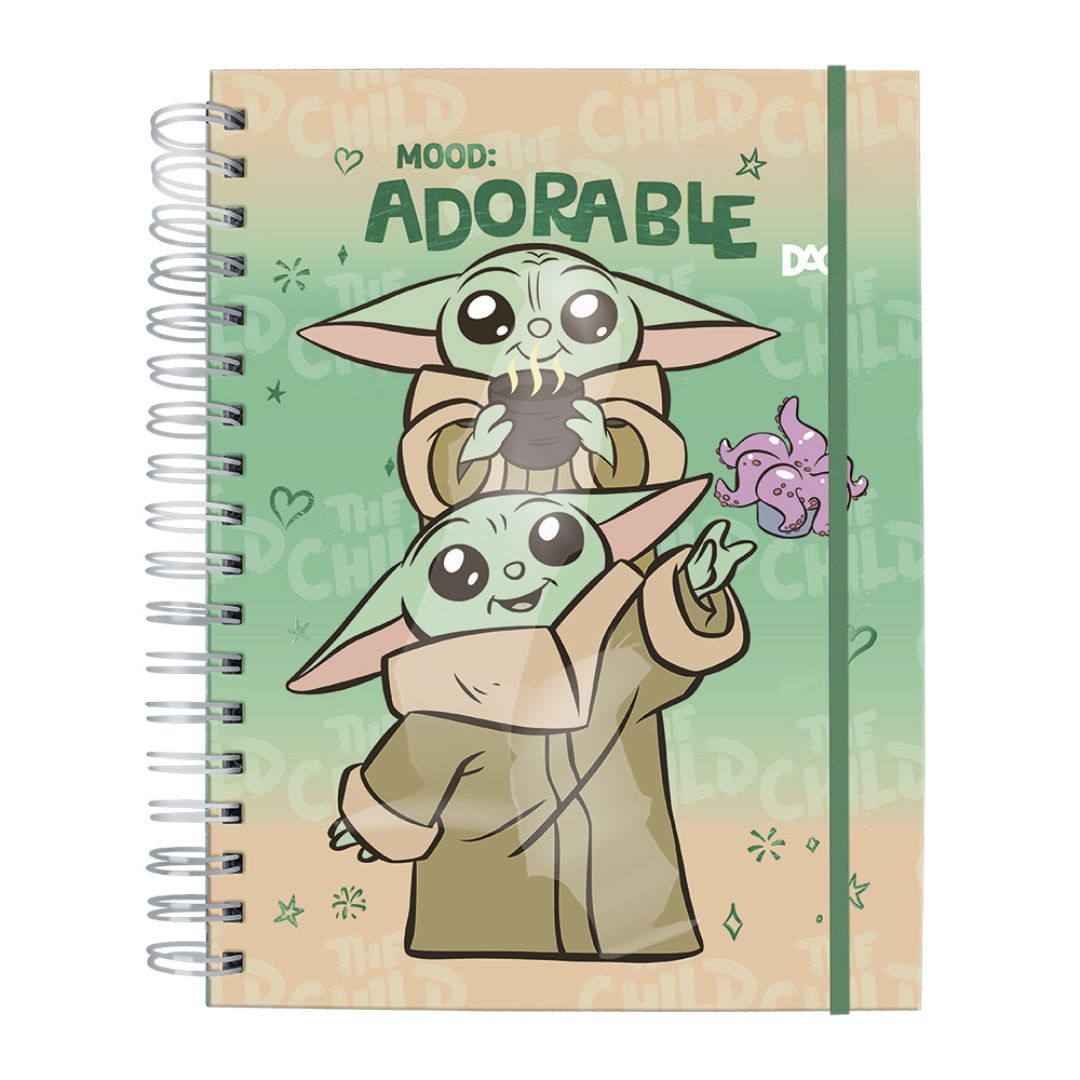 Caderno Smart Universitário Disney Baby Yoda com 80 Folhas Reposicionáveis 90g | DAC