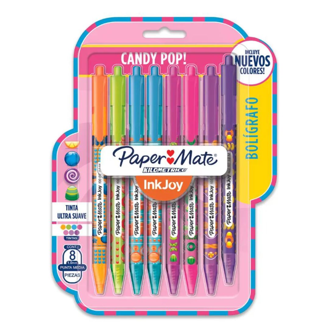 Caneta KM 100 RT Candy Pop 8  unidades | Papermate