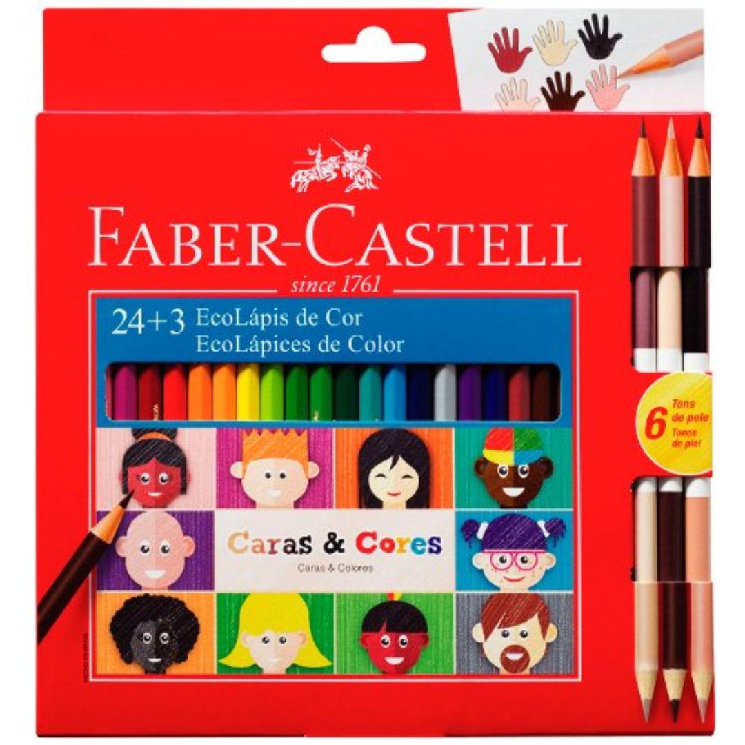 Lápis de Cor  24 Cores + 3 Bicolor Tons de Pele | Faber Castell