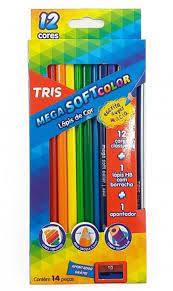 Lápis De Cor Mega Soft Color 12 Cores + 01 Apontador |  Tris