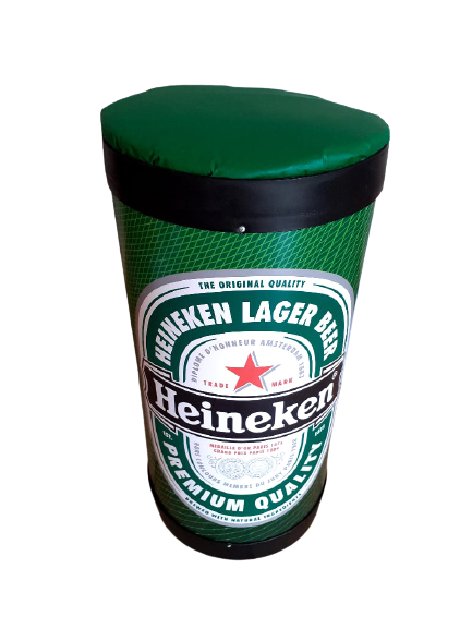 Banco Puff Cerveja Heinek Clássico Decorativo Redondo 55cm