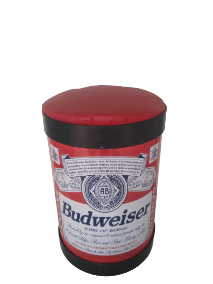 Banco Puff Confortável Barzinho Cerveja Budweis Redondo 40cm