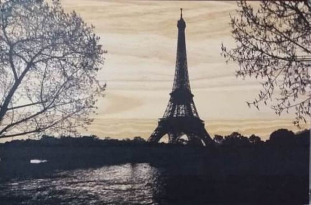 Quadro Madeira Torre Eiffel 40 X 60 Pintura Preto Paris