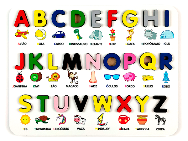 Alfabeto Ilustrado Pedagógico 3D - Brinquedo Educativo  - Elefante Colorido Brinquedos Educativos