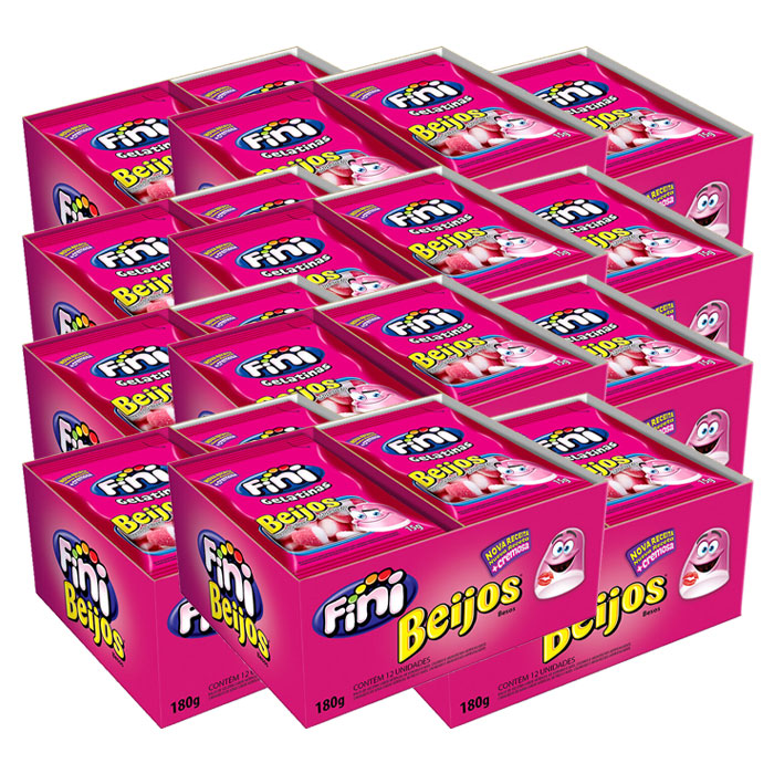 Bala Fini Beijos contendo 12 caixas