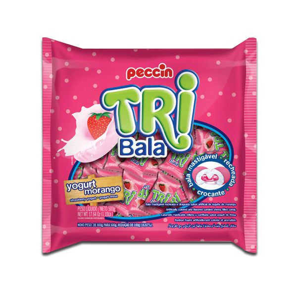 Bala Peccin TriBala Iogurte Morango 500g