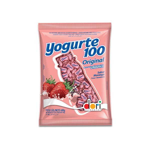 Bala Yogurte 100 Original Morango Dori 600g