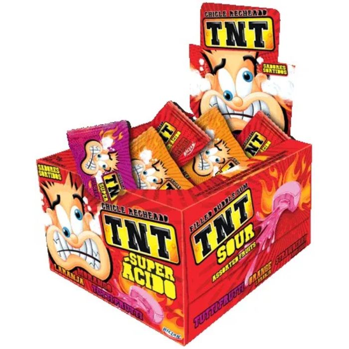 Chicle TNT Sortido - Tutti Frutti, Morango e Laranja - contendo 40 unidades - 180g