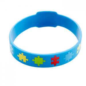 Pulseira Azul Autismo QRcode Quebra Cabeça Infantil - 15cm I