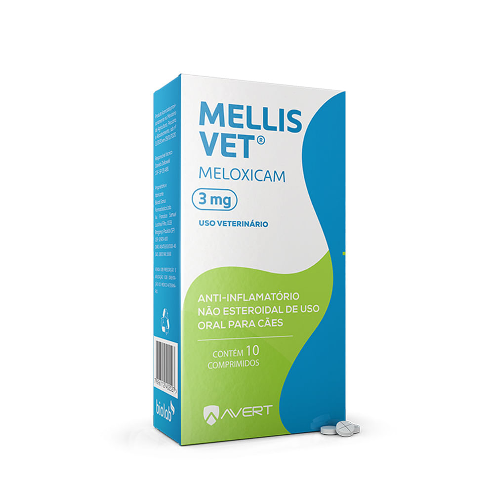 Mellis Vet Meloxicam caixa com 10 comprimidos - 0,2mg 3mg e 4mg