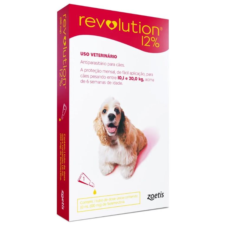 Revolution 12% para Cães 10kg a 20kg Cx. com 1 - 3 pipetas