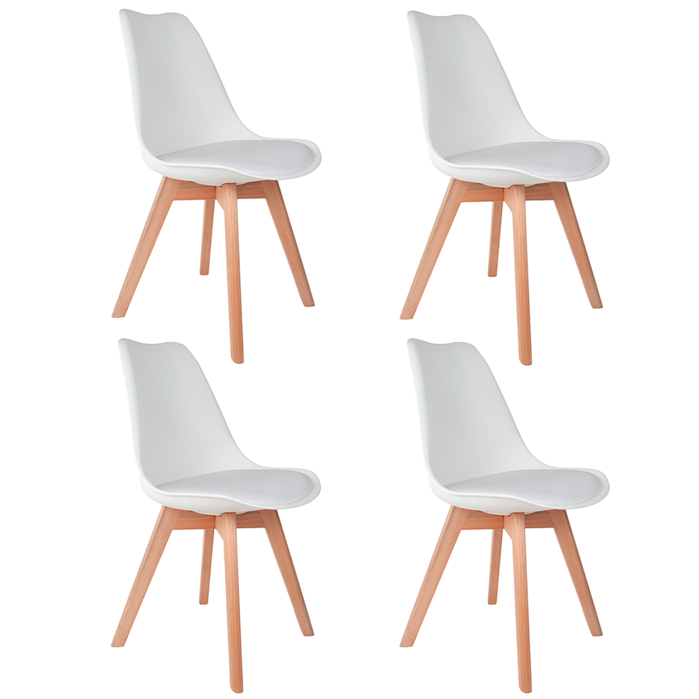 Conjunto com 4 Cadeiras Saarinen Branca - Base Wood