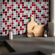 Adesivo Destacável Pastilha para Cozinha 3D Mix Vermelho