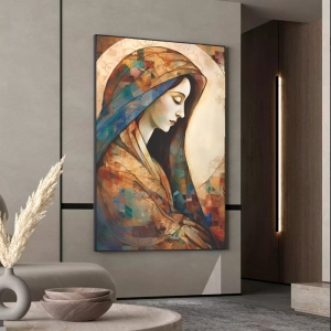 Quadro Decorativo Virgem Maria Abstrato em tela Canvas