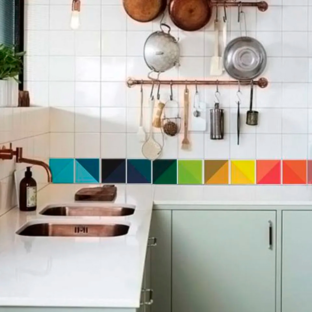 Adesivo Destacável Azulejo para Cozinha Triângulo Prisma  - TaColado