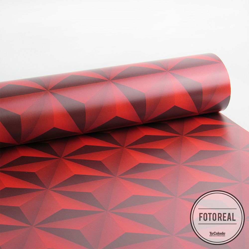 Outlet - Papel de Parede 3D Triângulo Classic Vermelho 0,58x2,70m - TaColado