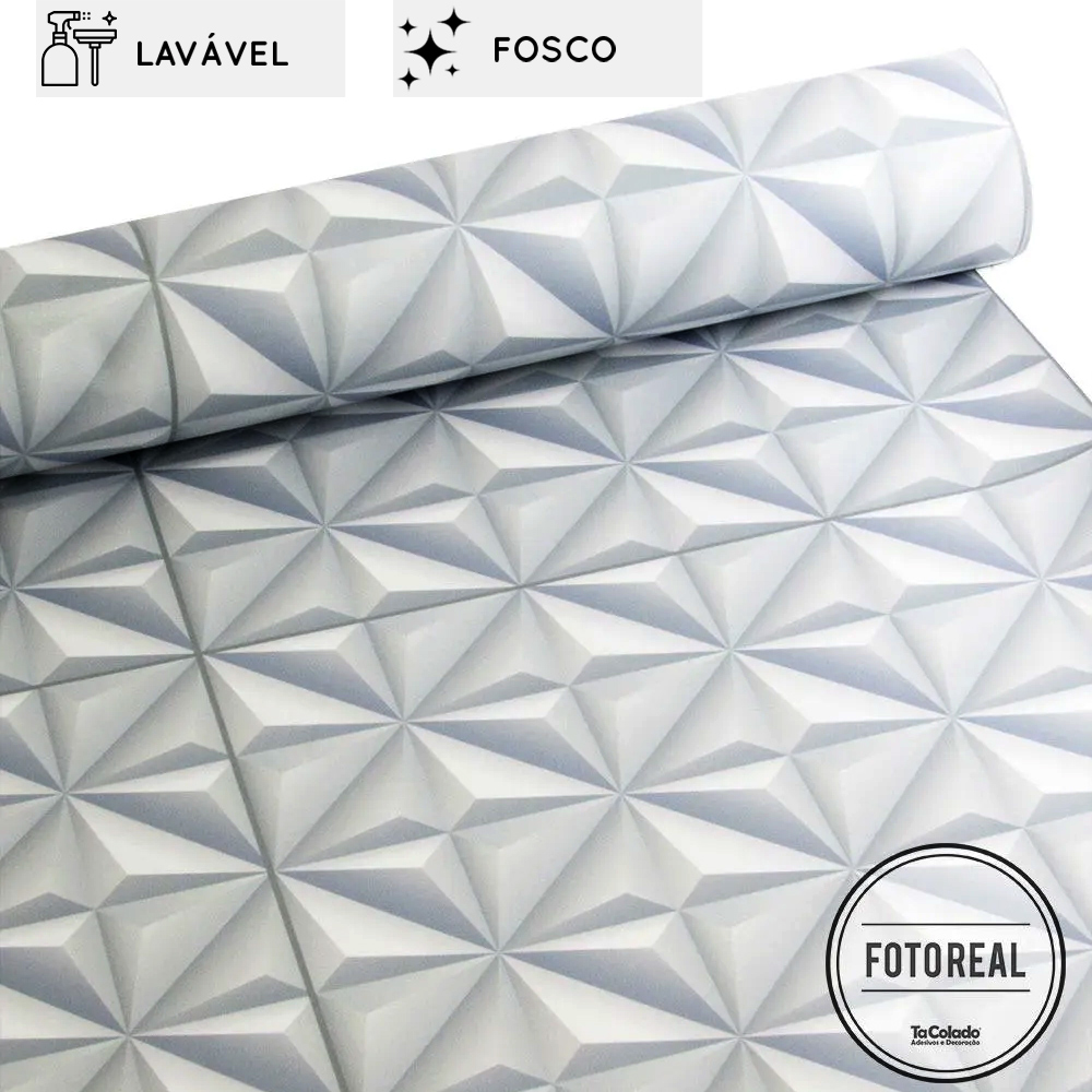 Outlet - Papel de Parede Lavavel para Banheiro Cozinha Revestimento Fosco 3D Division 0,58x0,90m  - TaColado