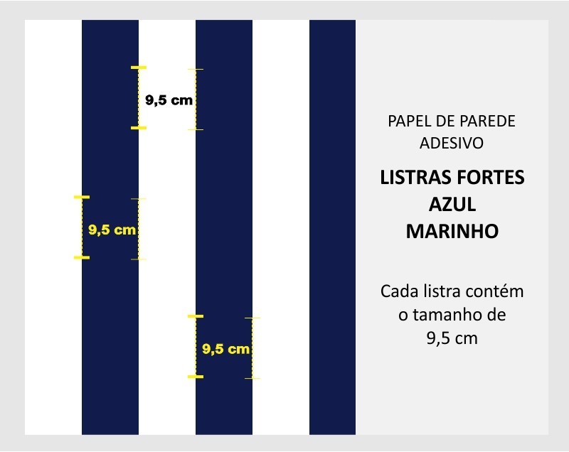 Outlet - Papel de Parede Listras Fortes Classic Azul Marinho 0,58 x 1,70m  - TaColado