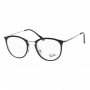 Óculos de Grau Ray Ban RX7140 Preto Brilho Com Prata Redondo