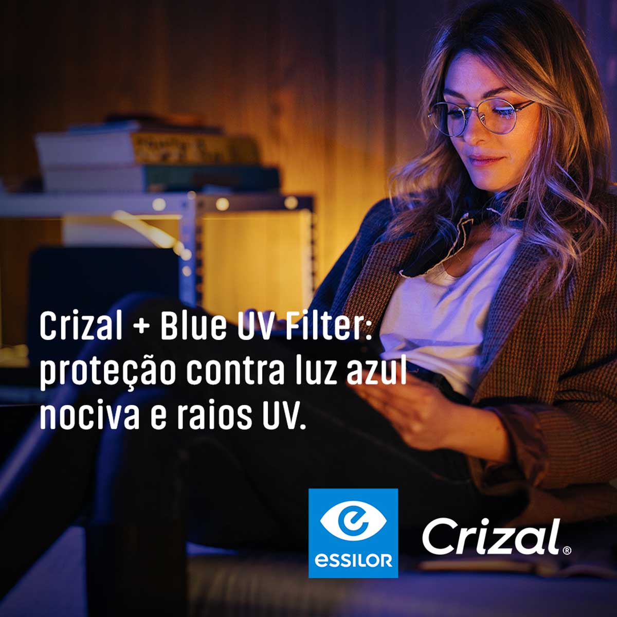 Lente Antirreflexo Crizal Easy Pro Policarbonato Blue UV