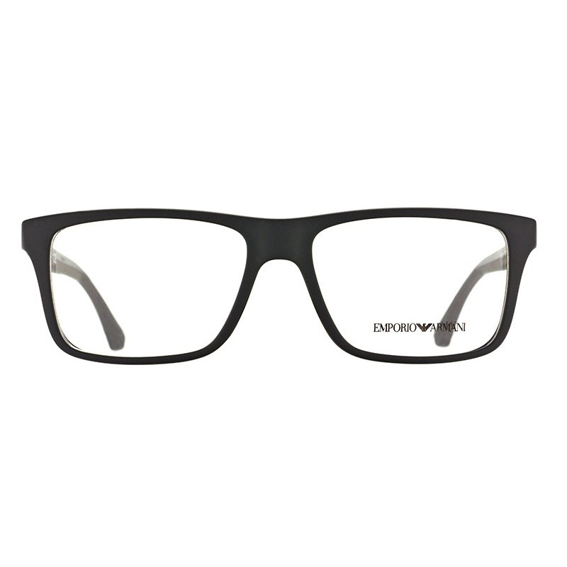 Óculos de Grau Empório Armani EA3034 Quadrado Preto com Cinza Fosco